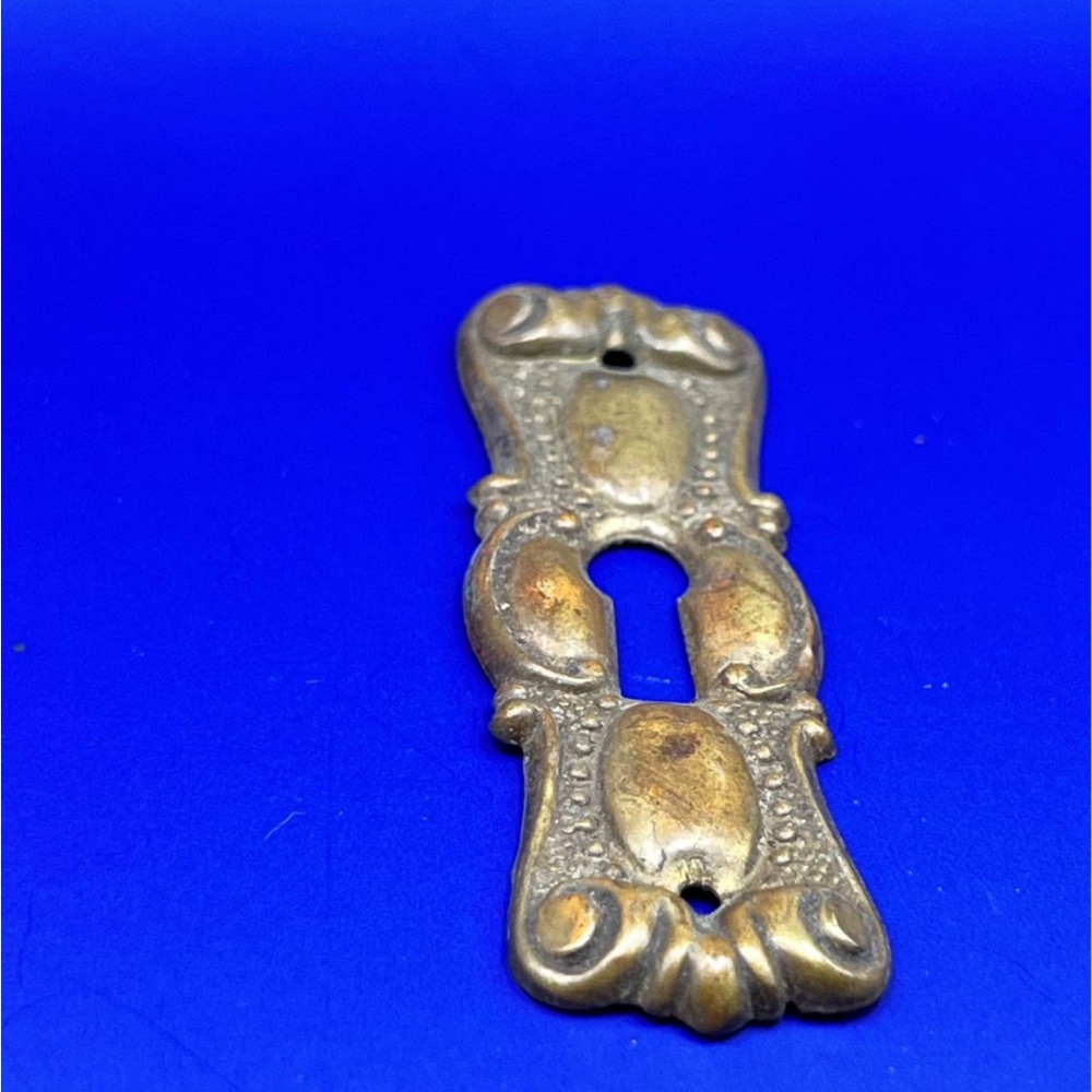 Vintage Brass Keyhole Cover Escutcheon French Countryside Louis IV Style